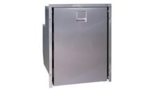 Refrigerator Cruise 49L Inox Clean Touch 12 / 24 V with little freezer right opening without upper top bar, flush mount 3 side inox frame ventilated cooling system, standard temperature control