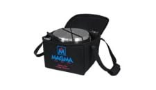 Padded cookware carry case made of heavy duty 600 denier polyester fabric for nesting Magma cookware