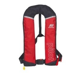 Life jacket inflatable PILOT ISO 275 automatic w/ harness black & crutch strap rated buoyancy 150 N actual buoyancy 165 N includes 60 g CO2 gas bottle unique size from 40 kg waist belt 60-170 cm
