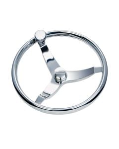 316 cast stainless steel steering wheel - 13.5"  Vision Elite Wheel (716) - w/press fit control knob w/glass ball bearings - Finger Grip Rim - 22° Dish - Fits 3/4” Tapered Shaft