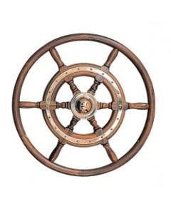 Steering Wheel type 02 Dia. 400 mm Brass fitting 6 Spoke teak wheel & rim