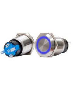 Switch BTSSS-3.3MBL momentary 3.3V 5A Blue LED SS316 Push Button