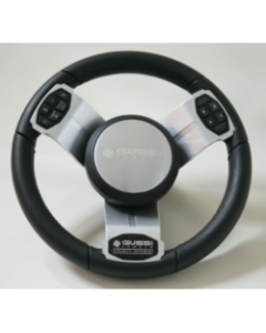 Steering Wheel 703 Smart Dia.350 brushed spokes & black PU rim including hub + wired control & adaptor