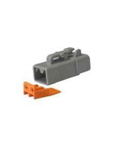 Kit receptacle DTP 2 cavity Deutsch connector for 10-14 AWG wire includes housing & wedgelock only (pack of 5pc)