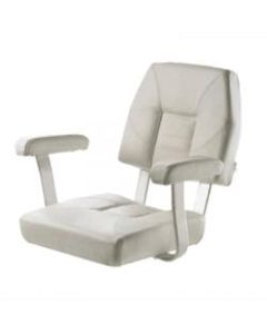 Seat helm SKIPPER CHCASW white artificial leather upholstery anodized aluminium frame & fixed armrest without pedestal