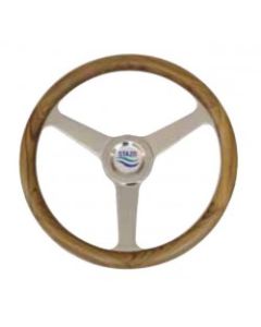 Steering Wheel type 50 Dia. 350 mm SS hub & spoke with teak rim