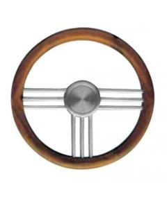 Steering Wheel type 27 Dia. 400 mm anodized Aluminium spoke and hub with teak rim