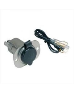 Receptacle 12V SS with protective cap, SS mounting plate & wire set