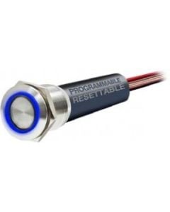 Switch BTSMTSW-L/B On/Off 12V Blue LED low amp SS316 programmable (at 2.5/5/7.5/10A) resettable push button  (Until Stock Lasts)