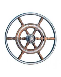 Steering Wheel type 03 Dia. 400 mm Chrome fitting 6 spoke teak wheel & SS rim