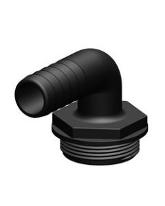 Hose connector 90 deg.Black 1-1/2" x 25 mm Male BSP (includes Blue washer GRP)