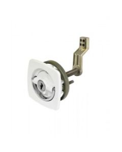 Lock flush mount white body & chrome handle with offset cam bar & flexible polymer strike