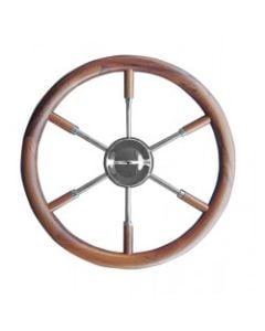 Steering Wheel type 17 Dia. 450 mm Chrome fitting SS spoke & hub with teak grips & rim