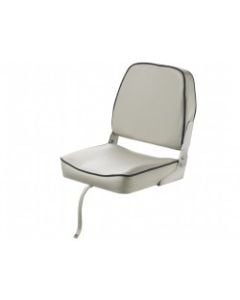 Seat classic FISHERMAN CHFSWW foldable white with blue seam artificial leather upholstery Suplied without pedestal. Fits all pedestals.