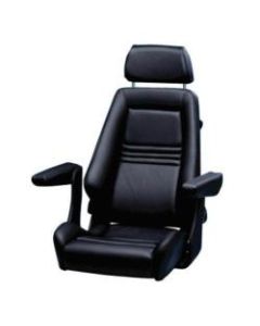 Seat helm AtlanticX black leather upholstery adjustable backrest flipup arm rest & lumbar support without pedestal