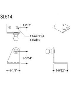 Bracket SL514H SS forward 10mm ball pem & 2 holes