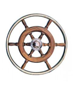 Steering Wheel type 06 Dia.400 Chrome fitting 6 spoke teak wheel with SS rim