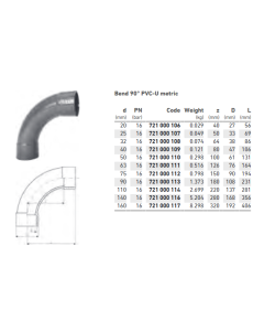 GF Piping Systems Bend 90degr PVC-U PN16 d50