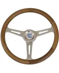 Steering Wheel type 57 Dia. 350 mm SS hub & spoke with teak rim
