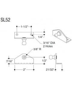 Bracket SL52 zinc plated forward 10mm ball pem & 4 holes