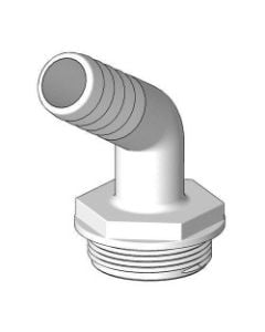 Hose connector 120 deg. White 1-1/2" x 25 mm BSP includes Blue washer GRP