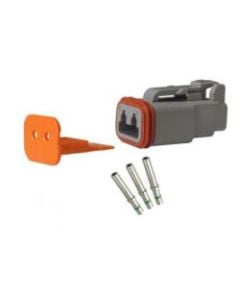 Repair pack DT 2 cavity plug includes (1) 2 way plug, (1) 2 way wedge lock & (3) socket