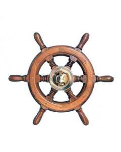 Steering Wheel type 04 Dia. 350 mm Brass fitting 6 Spoke teak wheel & rim
