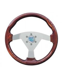 Steering Wheel type 63 Dia. 350 mm silver anodized centre Mahogany sport rim