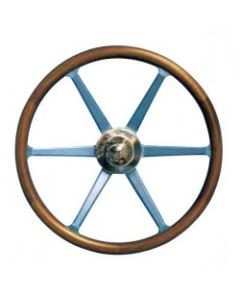 Steering Wheel type 11 Dia. 600 mm Brass fitting 6 Aluminium spoke & teak rim