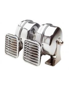 Horn compact 12V double Low/high pitch 112dB Type TN L160xB79xH90 mm (Made of chrome plated ABS & SS with SS mounting brackets)