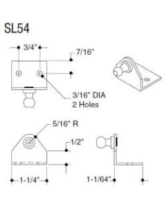 Bracket SL54 SS forward 10mm ball pem & 2 holes