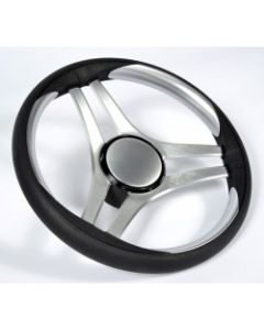Steering Wheel Molinara Dia.350 silver spokes & black rim including keyed hub kit