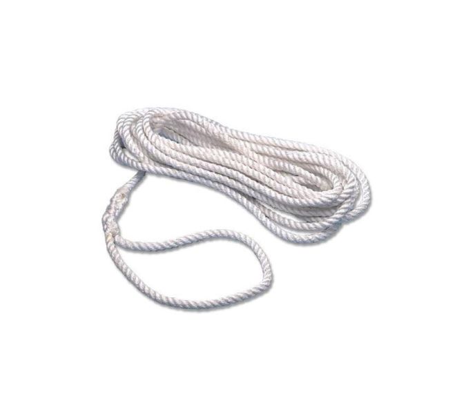 Trem Rope polyester 3 strand 8mm dia. 8m spliced white colour with