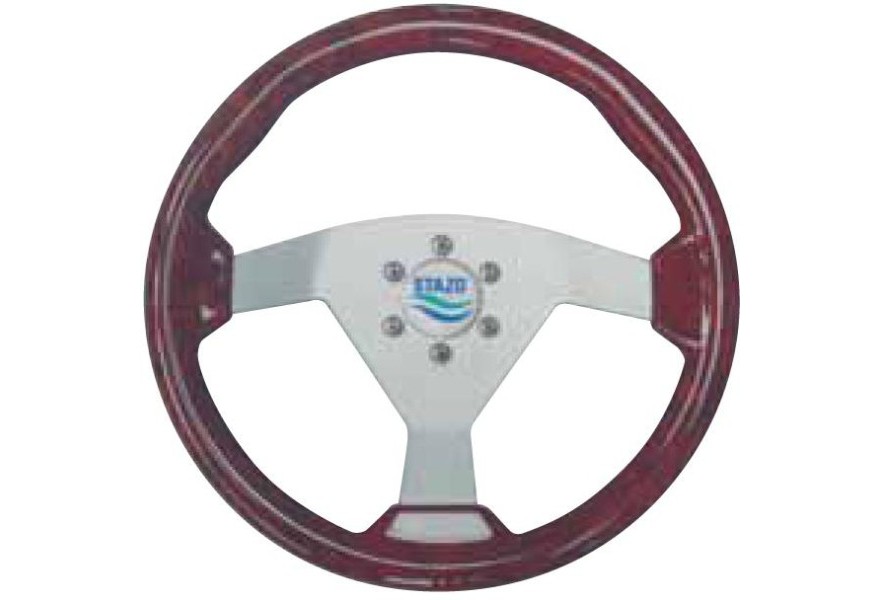 Steering Wheel type93 Dia.350 silver anodized centre Radica/briar textured sport rim
