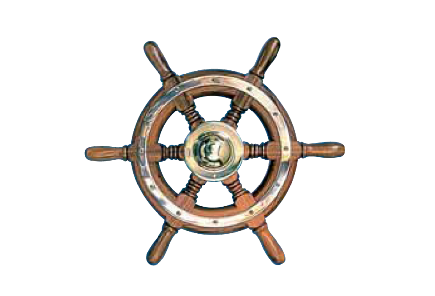 Steering Wheel type 01 Dia. 400 mm Brass fitting 6 Spoke teak wheel & rim