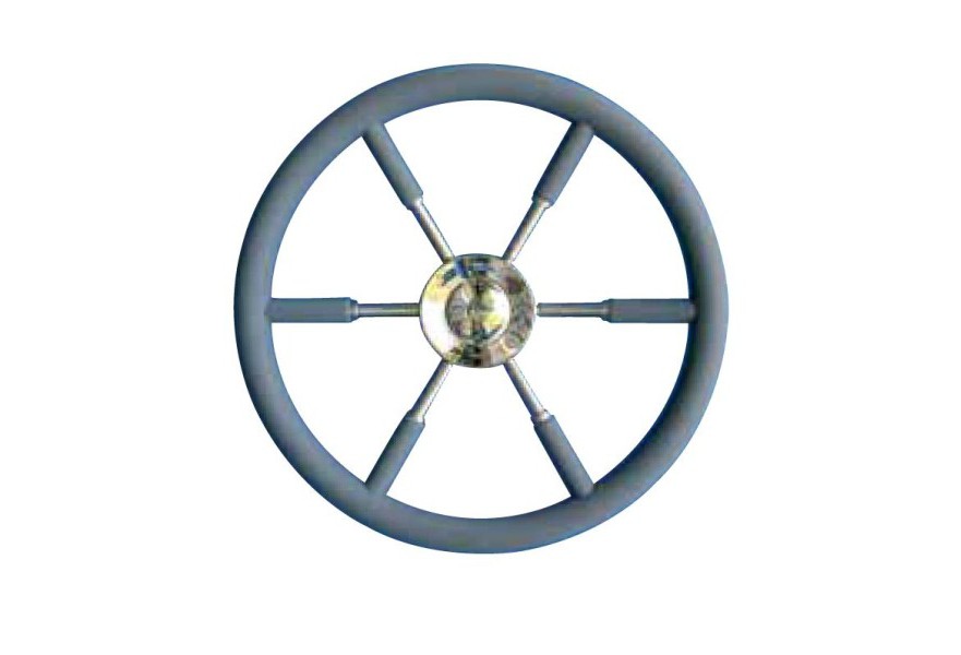 Steering Wheel type 12 Dia. 550 mm Grey SS fitting & 6 spokes PU foam rim