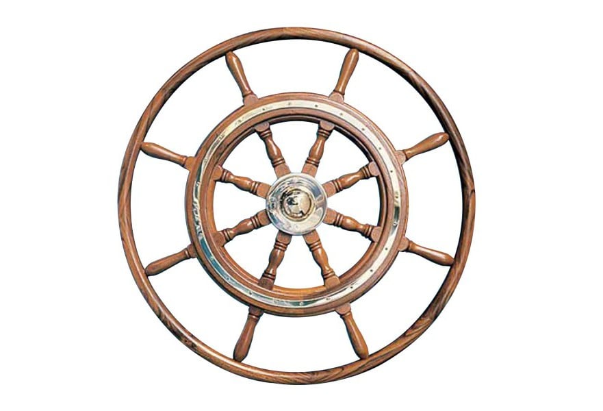 Steering Wheel type 07 Dia. 700 mm Brass fitting 8 spoke teak wheel & rim