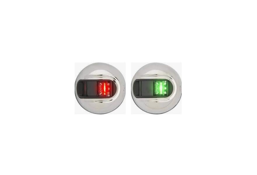 Light navigation round 2NM LED SS red/green vertical mount pair for 20m boat