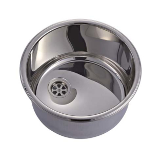 Sink cylindrical 290x180mm mirror polished with drain cover without waste kit
