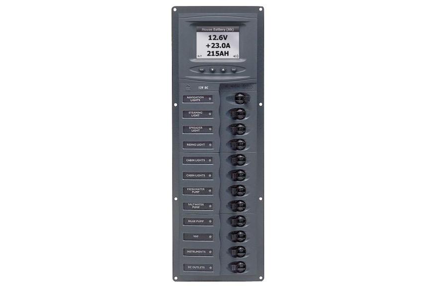 Panel 902-DCSM 12V 12 breaker Square mount with digital meter
