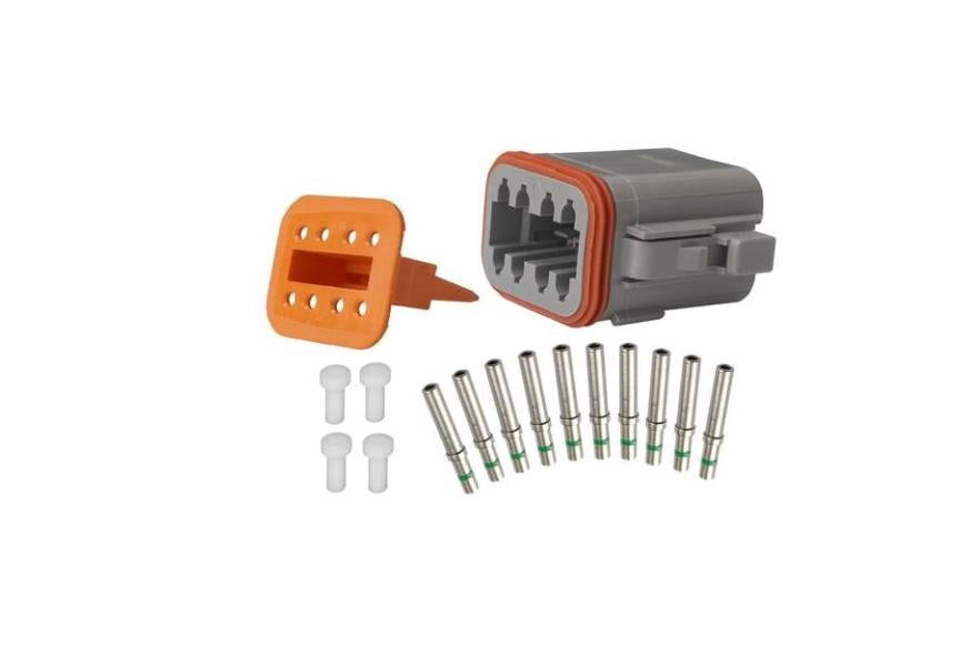 Repair pack DT 8 cavity plug includes (1) 6 way plug, (1) 8 way wedge lock, (10) socket & (4) cavity plug
